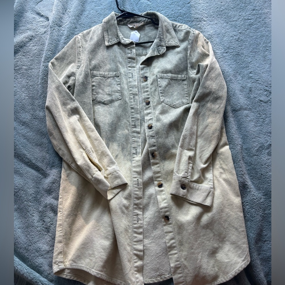 Long ombre corduroy button up